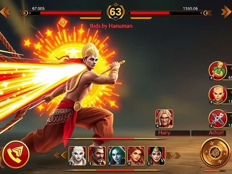 Mighty Hanuman Reign gameplay screenshot showing epic battle scene
